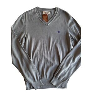 NWT Penguin by Munsingwear Sweater Womens Gray V Neck Long Sleeve Sz M Knitwear